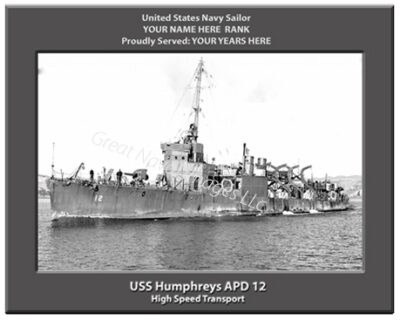 USS Humphreys APD 12 Personalized Navy Ship Photo