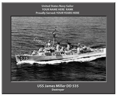 USS James Miller DD 535 Personalized Navy Ship Photo