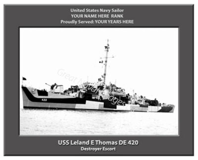 USS Leland E. Thomas DE 420 Personalized Navy Ship Photo