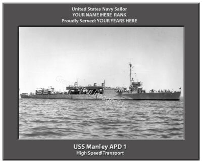 USS Manley APD 1 Personalized Navy Ship Photo