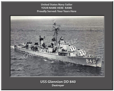 USS Glennon DD 840 Personalized Navy Ship Photo