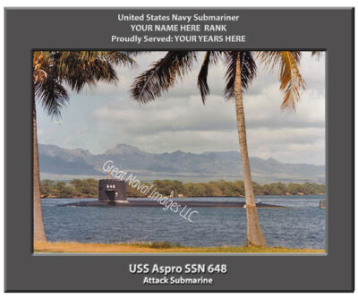 USS Aspro SSN 648 Personalized Navy Submarine Photo