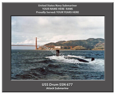 USS Drum SSN 677 Personalized Navy Submarine Photo