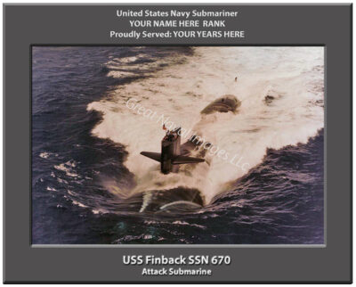 USS Finback SSN 670 Personalized Navy Submarine Photo