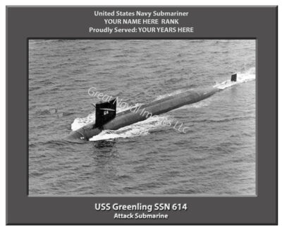 USS Greenling SSN 614 Personalized Navy Submarine Photo