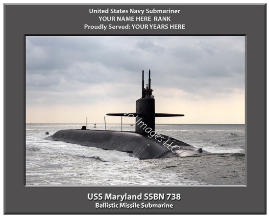 USS Maryland SSBN 738 Personalized Navy Submarine Photo