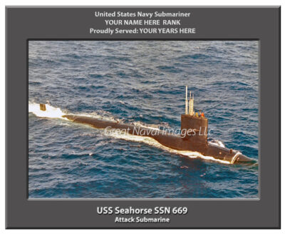USS Seahorse SSN 669 Personalized Navy Submarine Photo