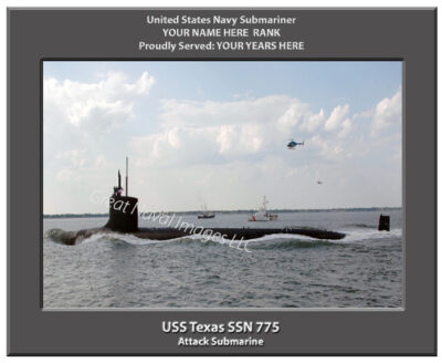 USS Texas SSN 775 Personalized Navy Submarine