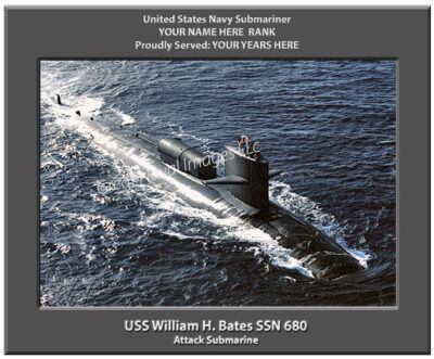 USS William H Bates SSN 680 Personalized Navy Submarine Photo