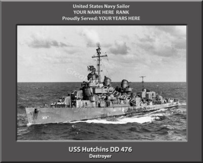 USS Hutchins DD 476 Personalized Navy Ship Photo