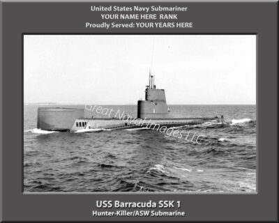 USS Barracuda SSK 1 Personalized Navy Submarine Photo