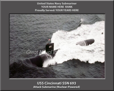 USS Cincinnati SSN 693 Personalized Navy Submarine Photo