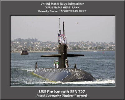 USS Portsmouth SSN 707 Personalized Navy Submarine Photo