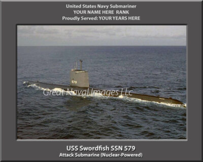 USS Swordfish SSN 579 Personalized Navy Submarine Photo