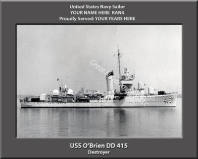 USS O'Brien DD 415 Personalized Photo