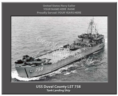 USS Duval County LST 758 Navy Ship Photo