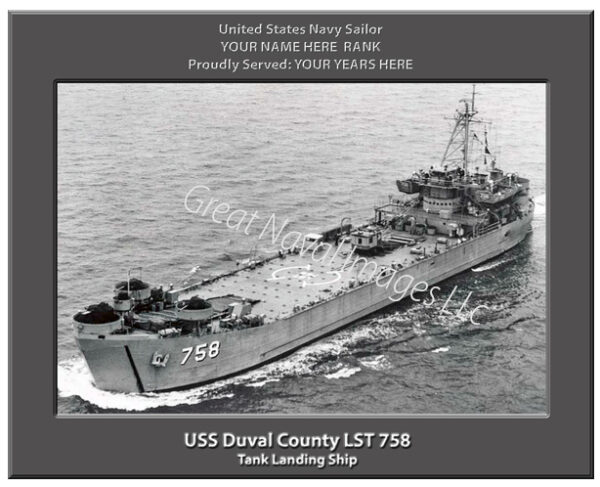 USS Duval County LST 758 Navy Ship Photo