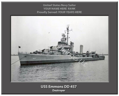USS Emmons DD 457 Navy Ship Photo