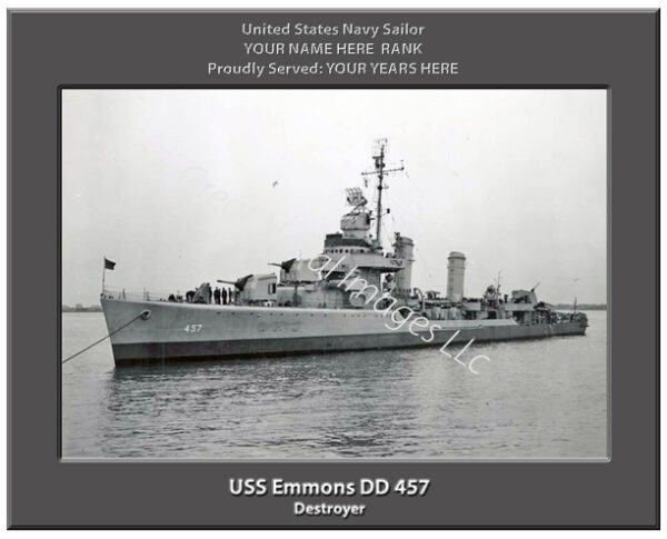 USS Emmons DD 457 Navy Ship Photo