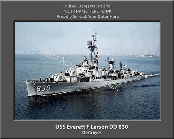 USS Everett F Larson DD 830 Navy Ship Photo
