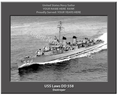 USS Laws DD 558 Navy Ship Photo