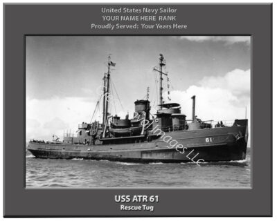 USS ATR 61 Personalized Navy Tugboat Photo