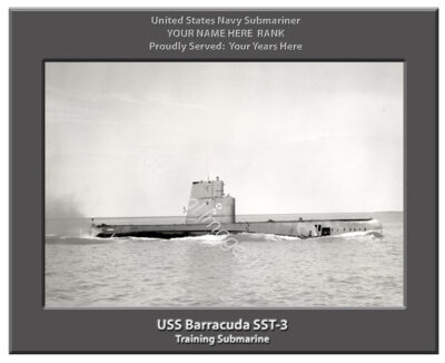 USS Barracuda SST 3 Personalized Navy Submarine Photo