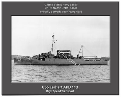 USS Earhart APD 113 Personalized Navy Ship Photo