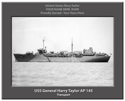 USS General Harry Taylor AP 45 Personalized Navy Ship Photo
