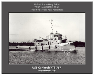 USS Oshkosh YTB 757 Personalized Navy Ship Photo