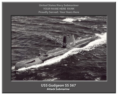 USS Gudgeon SS 567 Personalized Navy Submarine Photo