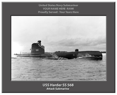 USS Harder SS 568 Personalized Navy Submarine Photo