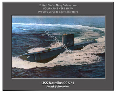 USS Nautilus SS 571 Personalized Navy Submarine Photo