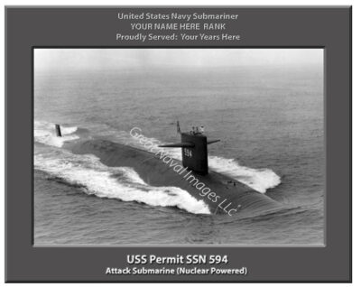 USS Permit SSN 594 Personalized Navy Submarine Photo