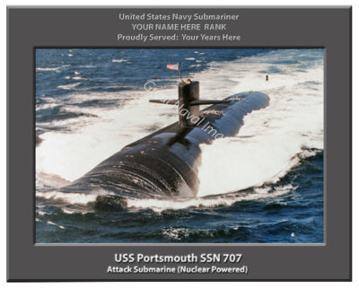 USS Portsmouth SSN 707 Personalized Navy Submarine Photo