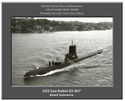 USS Sea Robin SS 407 Personalized Navy Submarine Photo