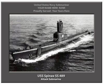 USS Spinax SS 489 Personalized Navy Submarine Photo