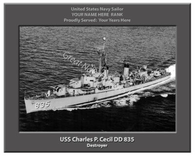 USS Charles P Cecil DD 835 Personalized Navy Ship Photo