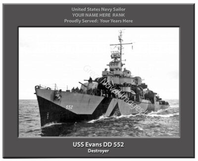 USS Evans DD 552 Personalized Navy Ship Photo