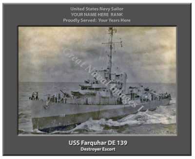 USS Farquhar DE 139 Personalized Navy Ship Photo