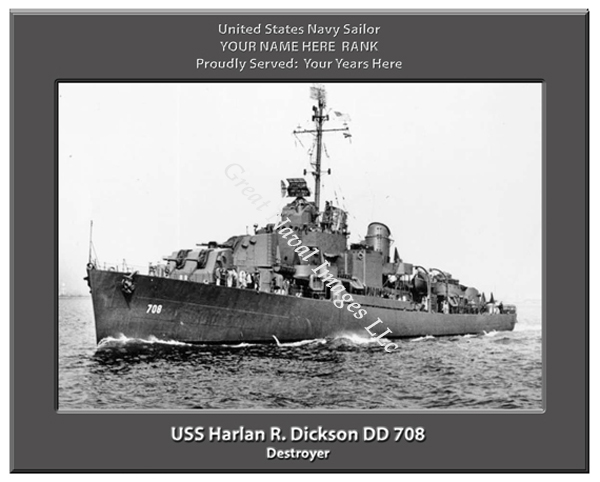 USS Harlan R Dickson DD 708 Personalized Navy Ship Photo
