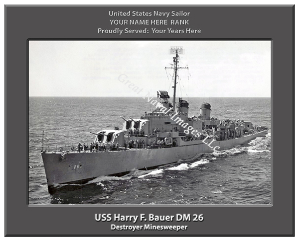 USS Harry F Bauer DM 26 Personalized Navy Ship Photo