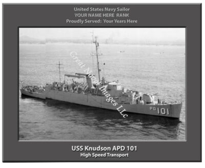 USS Knudson APD 101 Personalized Navy Ship Photo