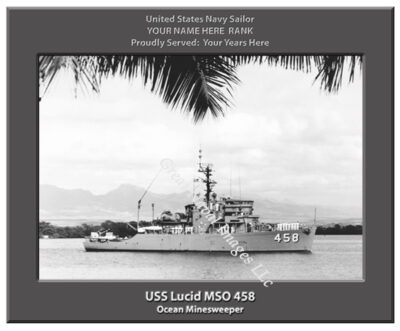 USS Lucid MSO 458 Personalized Navy Ship Photo