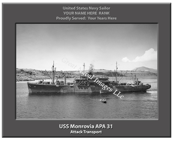 USS Monrovia APA 31 Personalized Navy Ship Photo