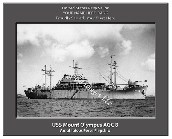 USS Mount Olympus AGC 8 Personalized Navy Ship Photo