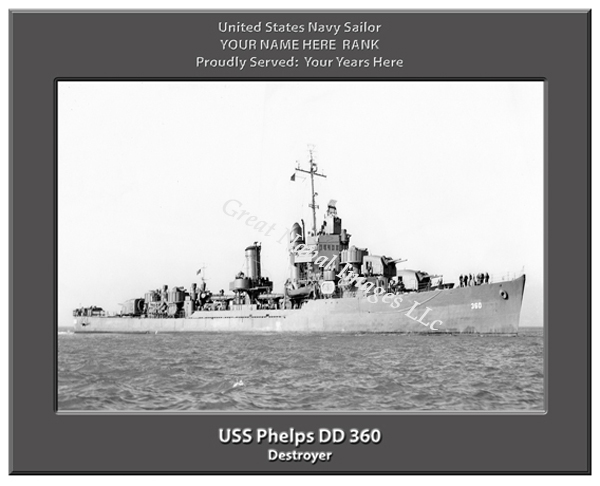USS Phelps DD 360 Personalized Navy Ship Photo