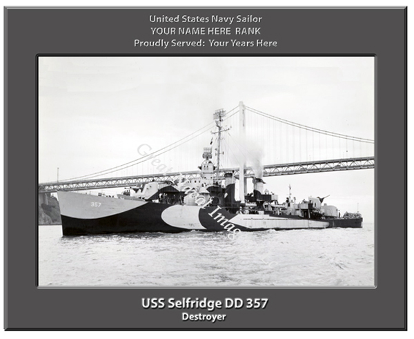 USS Selfridge DD 357 Personalized Navy Ship Photo