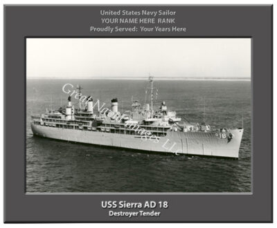 USS Sierra AD 18 Personalized Navy Ship Photo