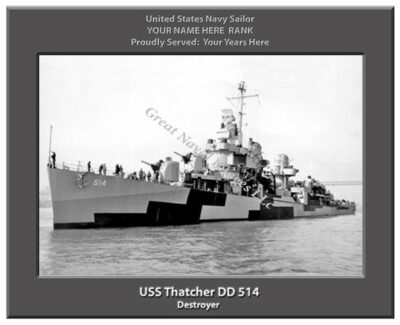 USS Thatcher DD 514 Personalized Navy Ship Photo